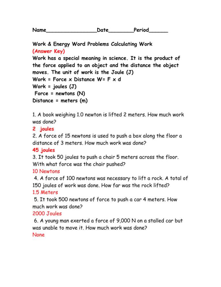 worksheet with answer key
