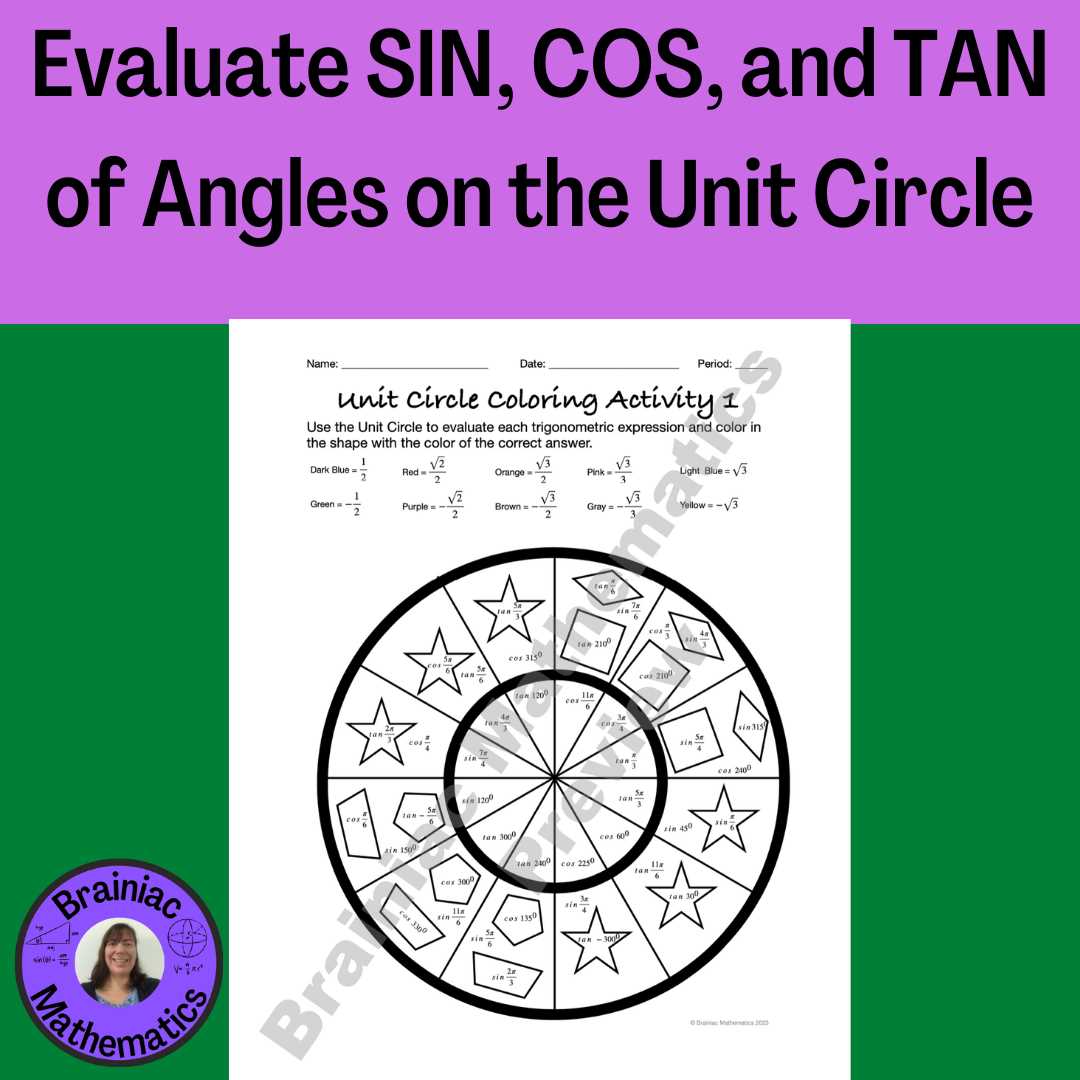 trigonometry practice worksheet coloring activity answer key