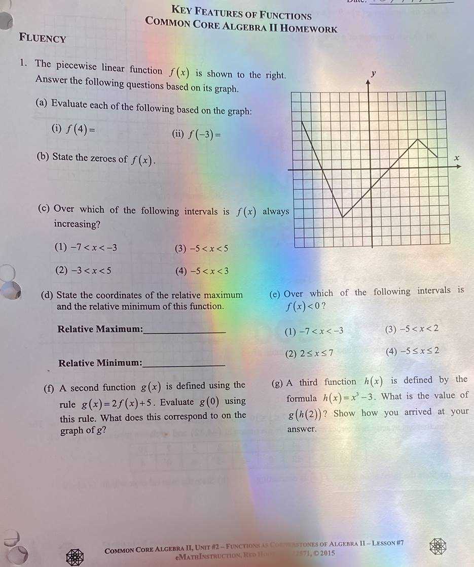 solving equations graphically common core algebra 1 homework answer key