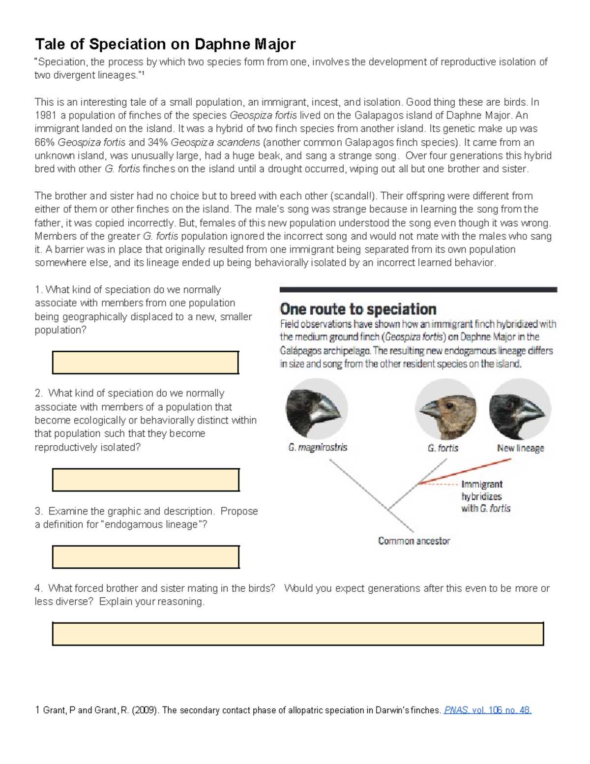 speciation through isolation study guide answer key