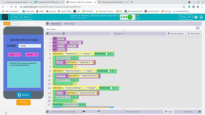 lesson 4 variables make code.org answer key
