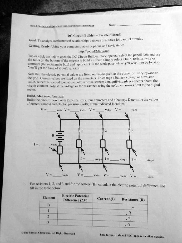 dc circuit builder answer key