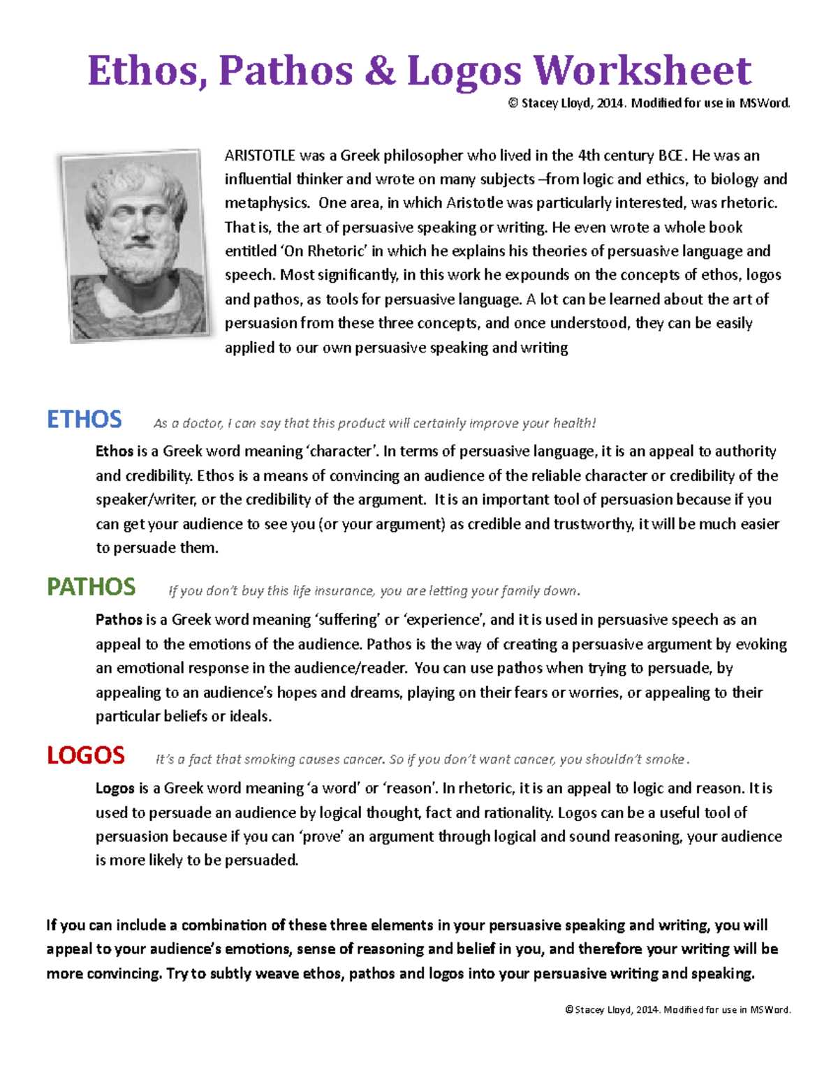 stacey lloyd 2014 ethos pathos logos answer key
