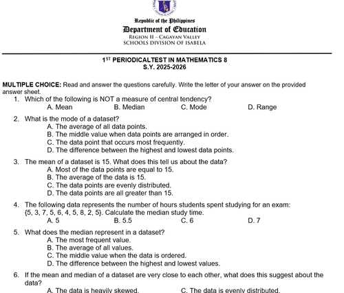 answer key in periodical test in math