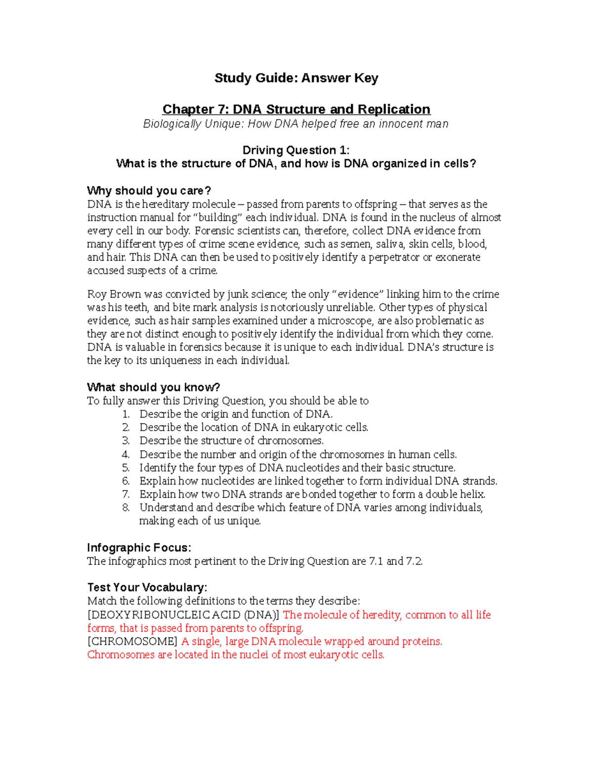 dna test study guide answer key