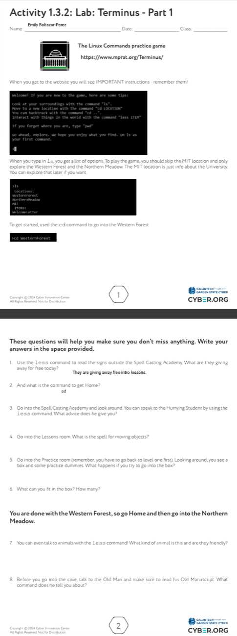 terminus answer key