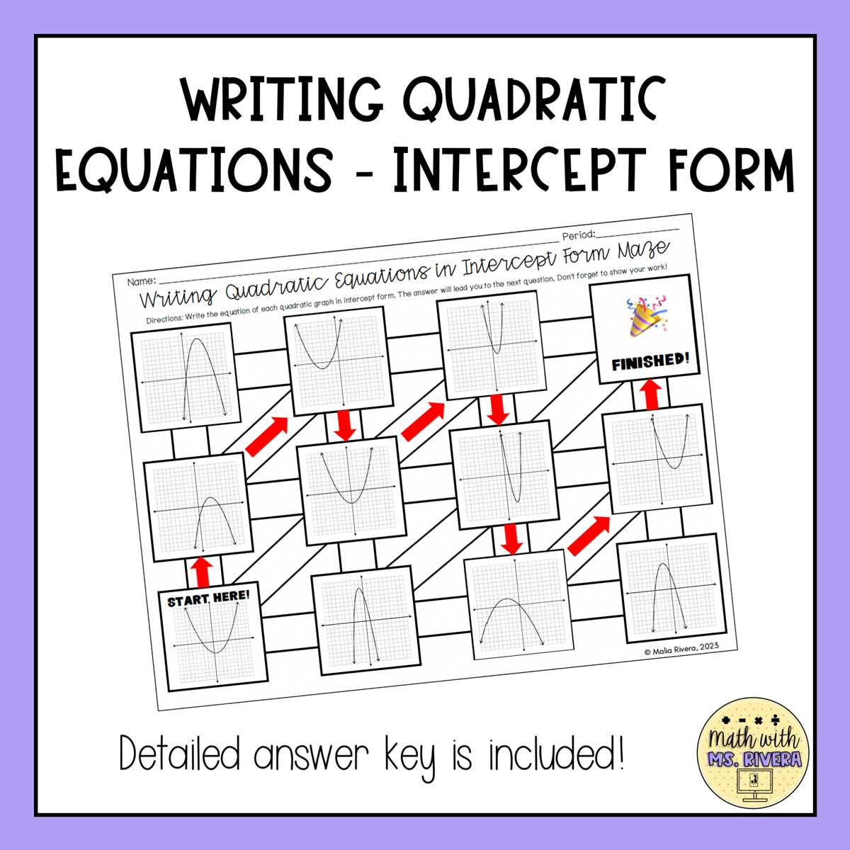 3 graphing quadratic functions worksheet answer key