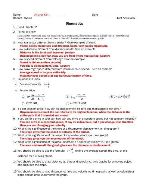 chapter test motion answer key