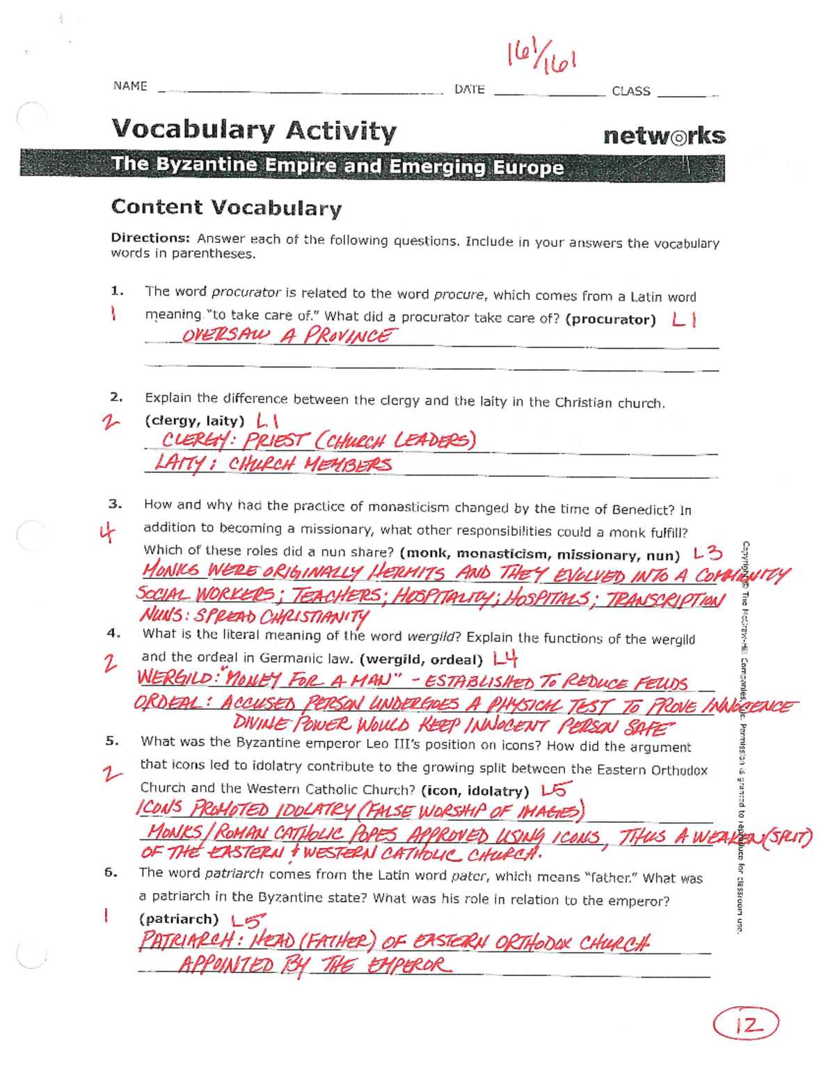 the byzantine empire and emerging europe guided reading answer key