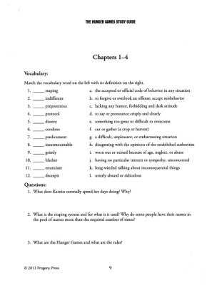the hunger games study guide answer key