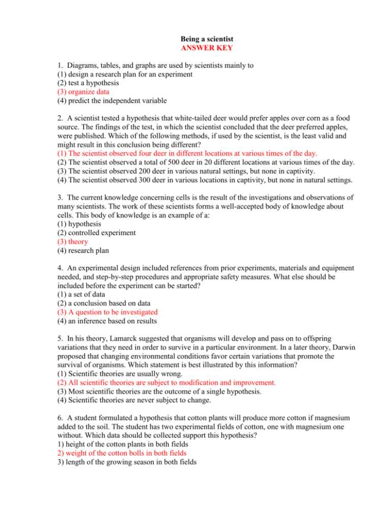 the methods of science standards of measurement answer key