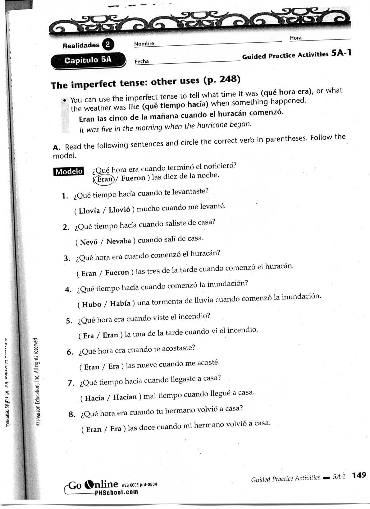 hillsborough county schools spanish 2 semester 1 review answer key