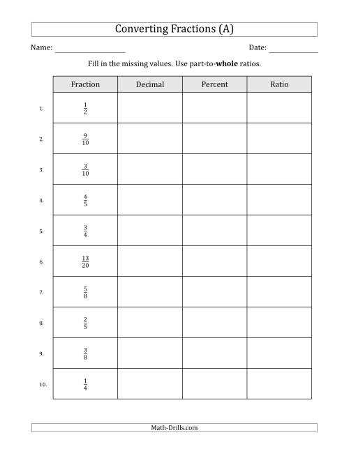 converting fractions to decimals worksheet answer key
