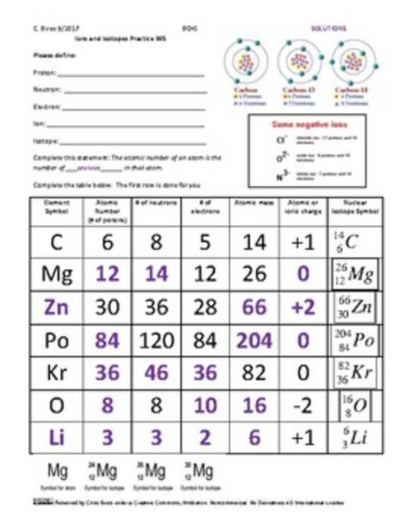 practice isotope calculations 1 answer key