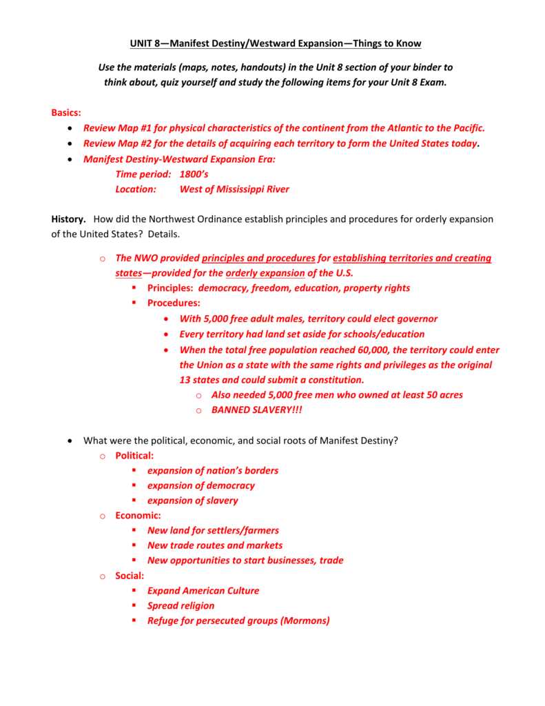 manifest destiny webquest answer key
