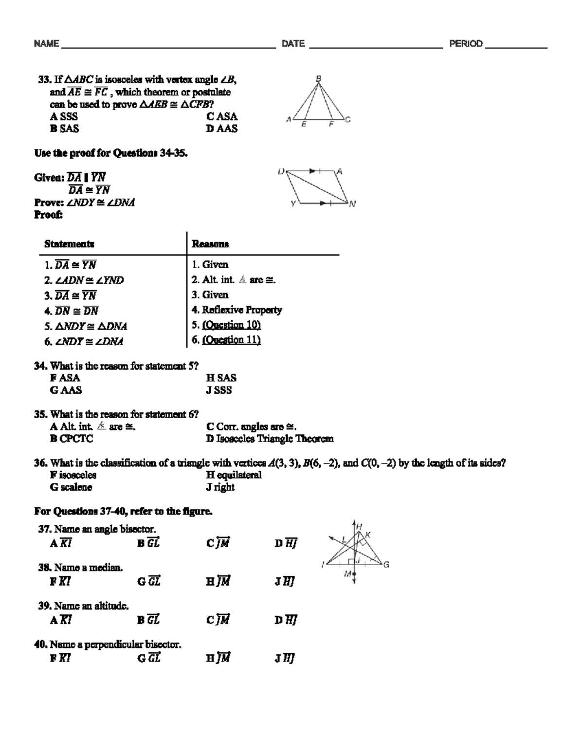 geometry concepts and connections unit 5 answer key