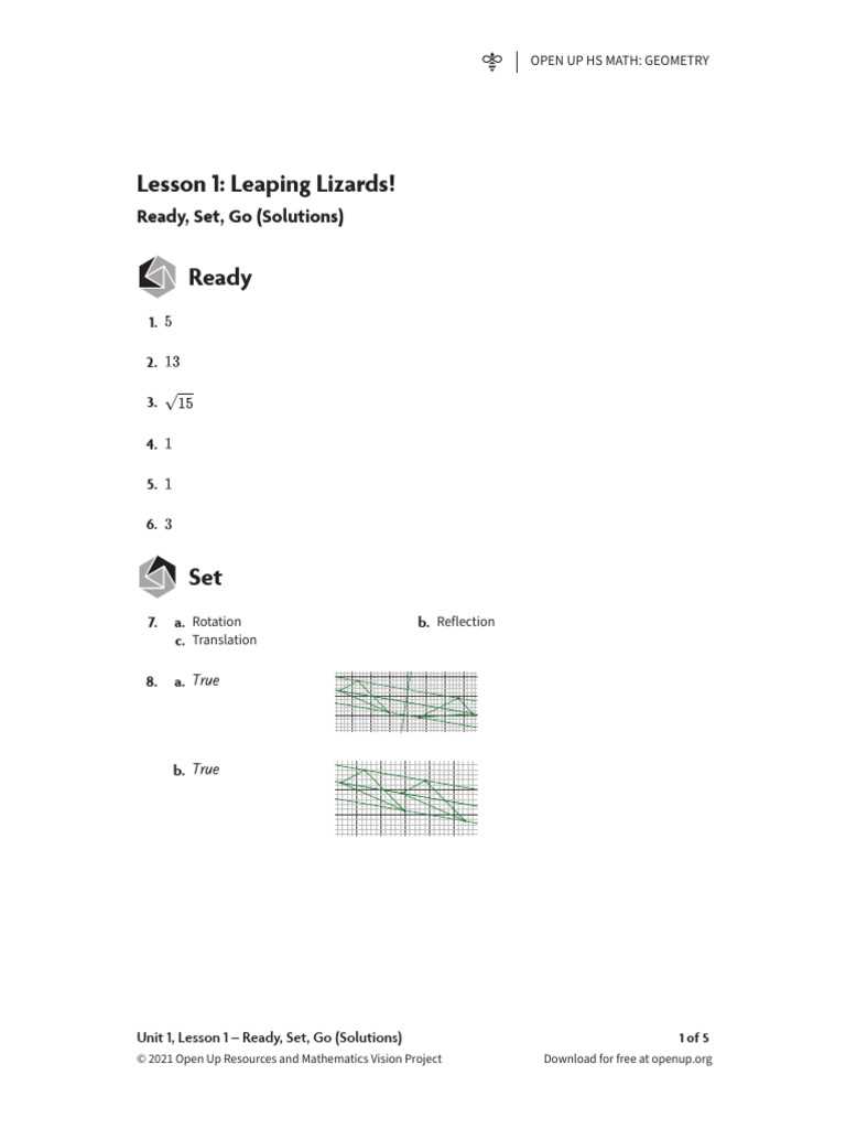 mathematics vision project module 4 answer key ready set go