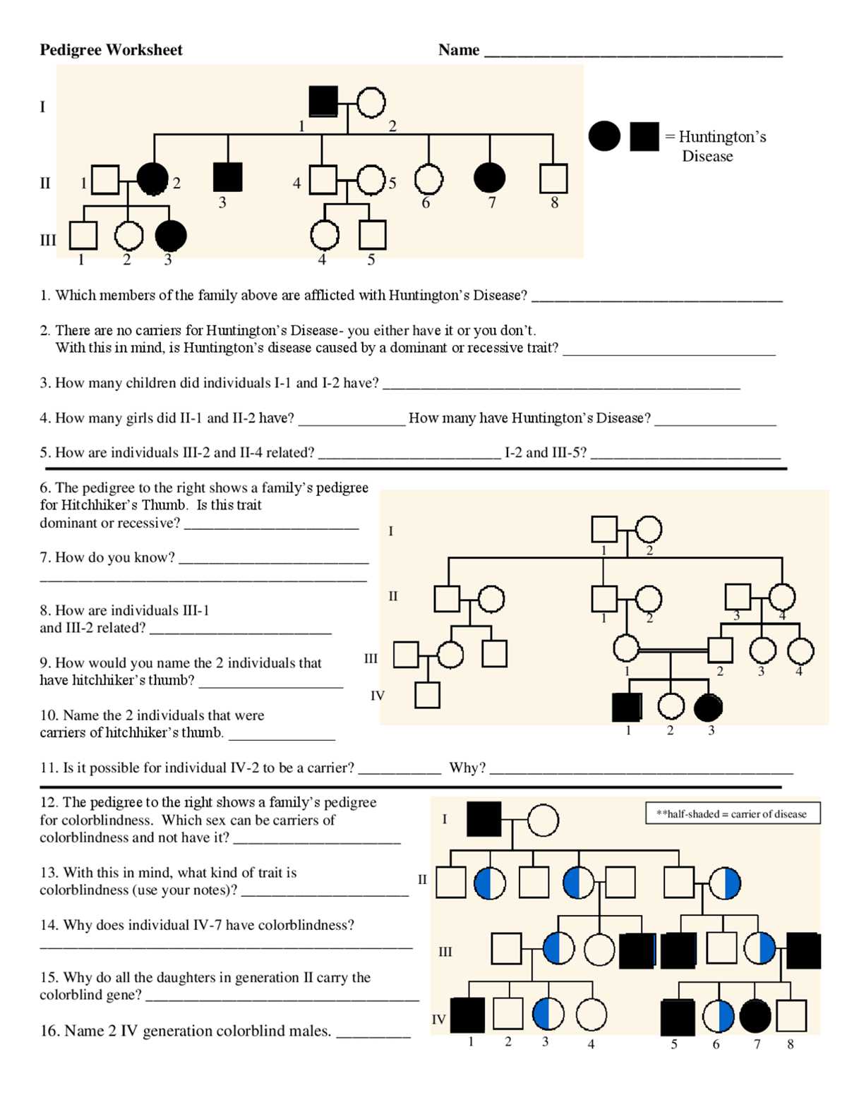 genetics packet answer key