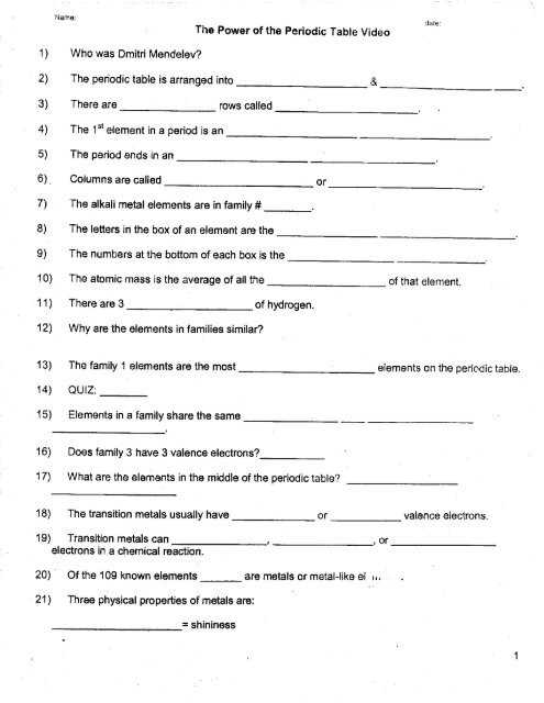 periodic trends ws 1 using the periodic law answer key