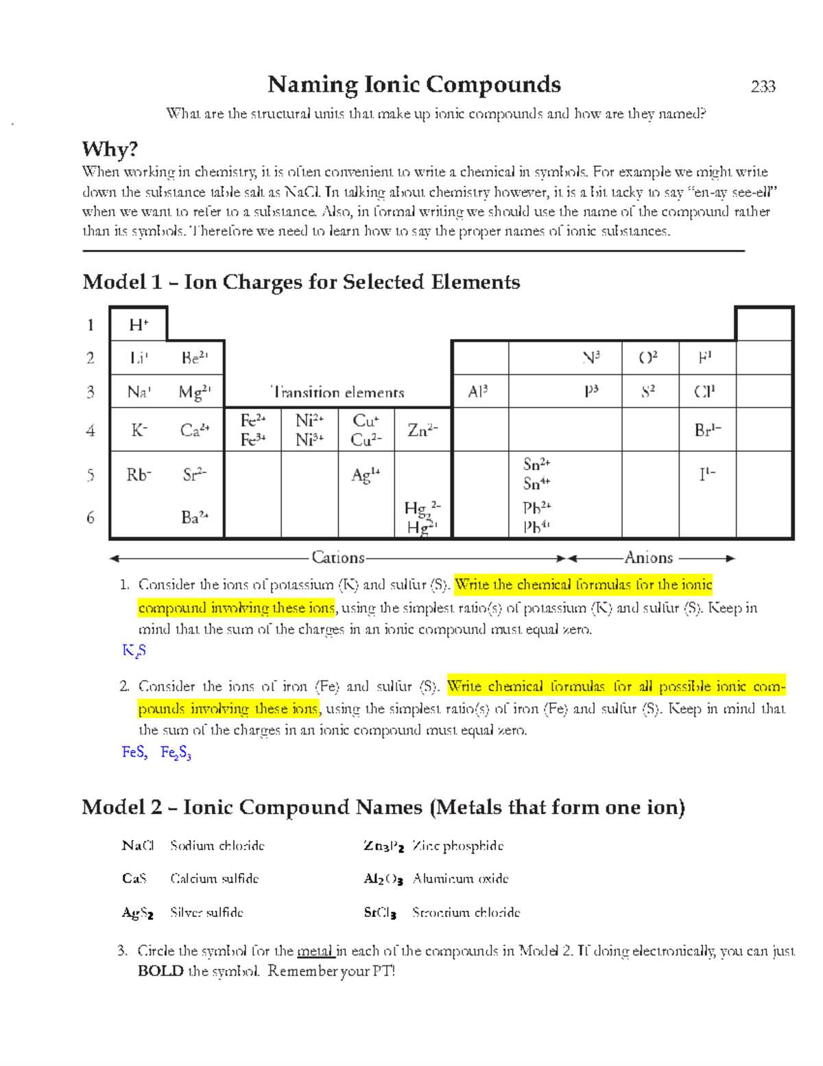 lesson 6.3 names and formulas for ionic compounds answer key