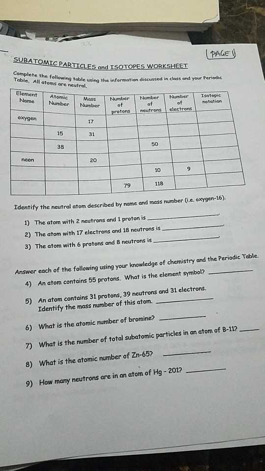 isotopes worksheet answers key