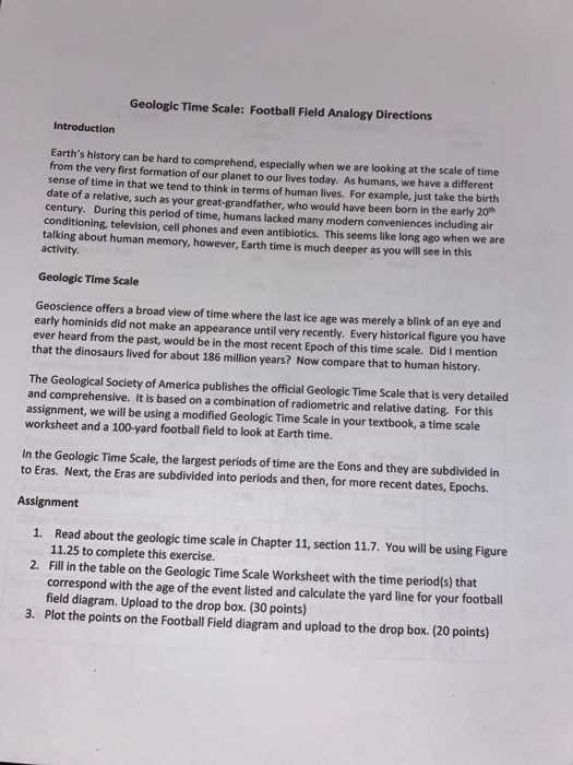 geologic time scale football field analogy lab answer key