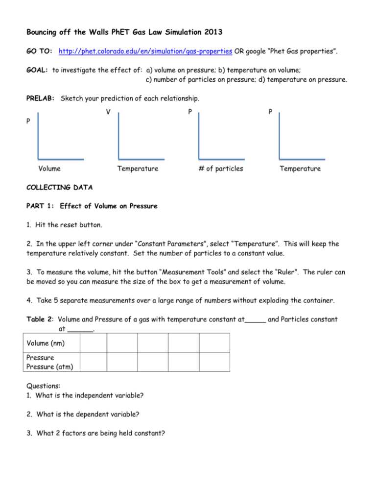 gas laws simulation answer key