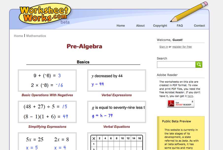 pre algebra with answer key