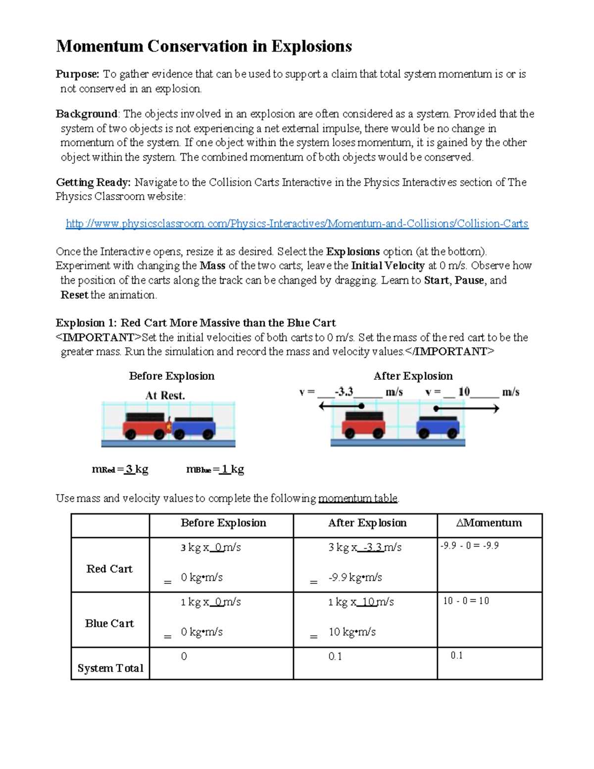 aplusphysics momentum conservation answer key