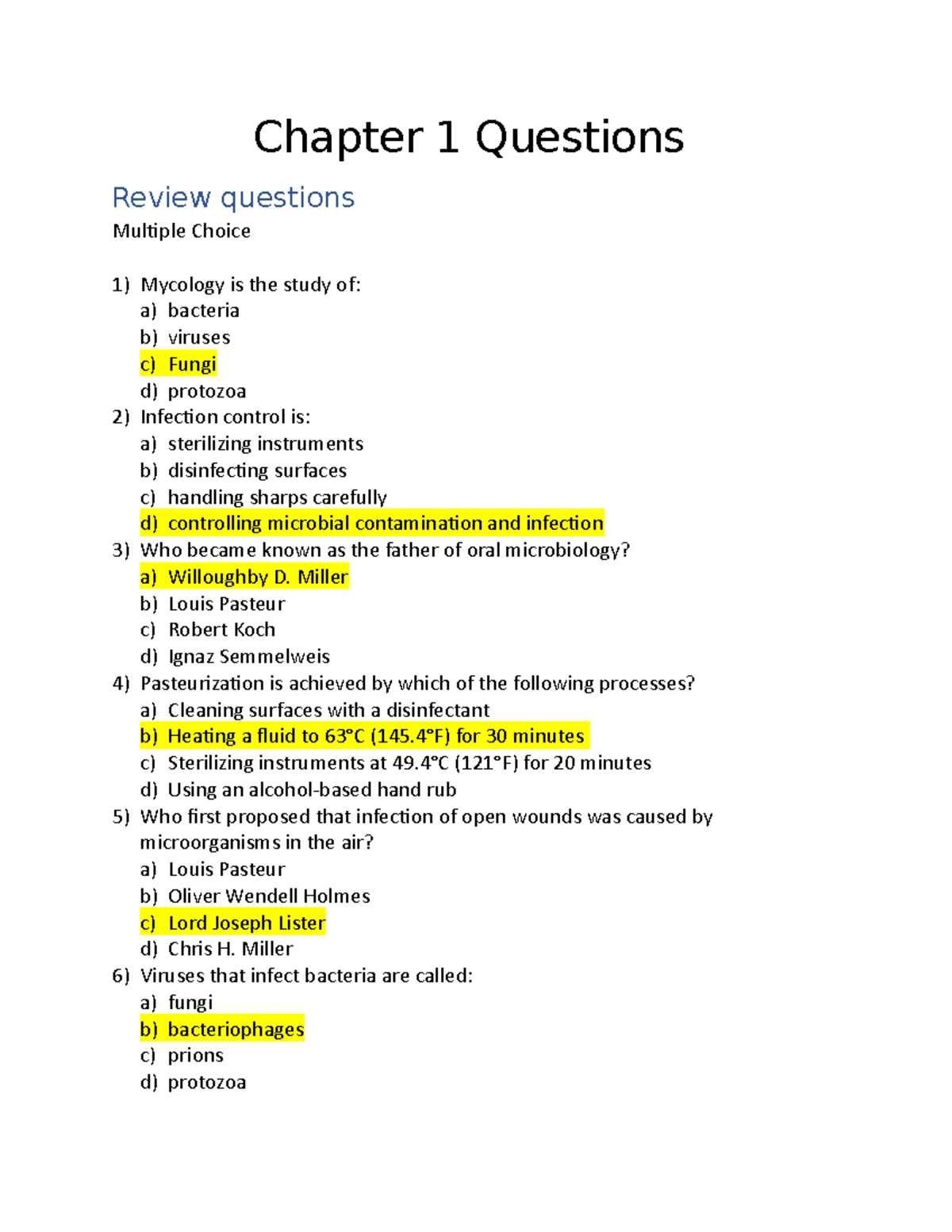 chapter 5 infection control answer key