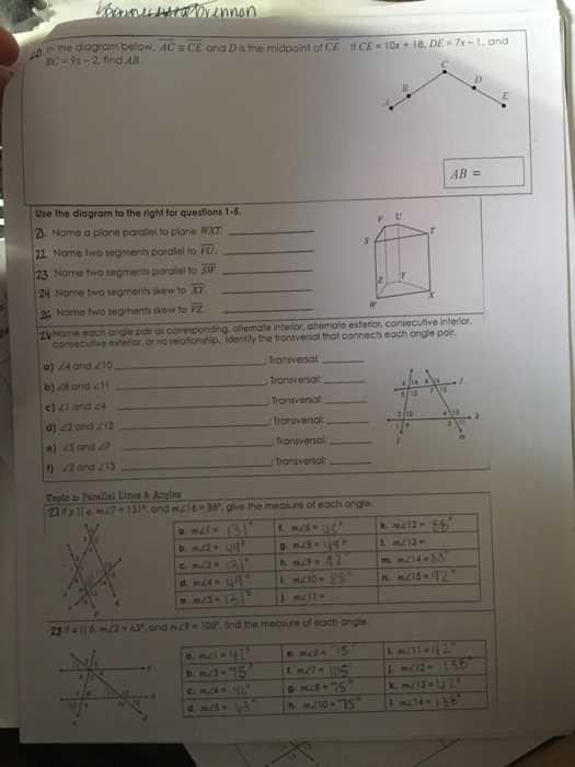 unit 3 parallel and perpendicular lines answer key