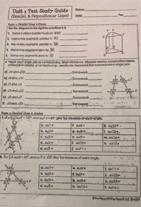unit 3 parallel and perpendicular lines homework 6 answer key