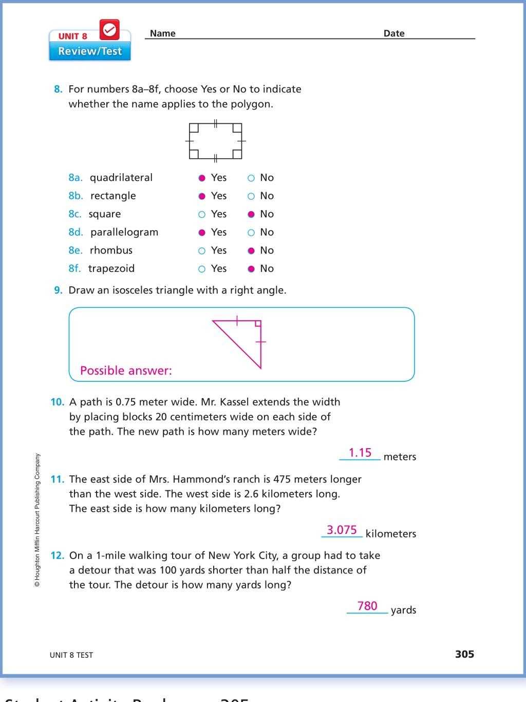 unit 4 l 1 math 8 answer key