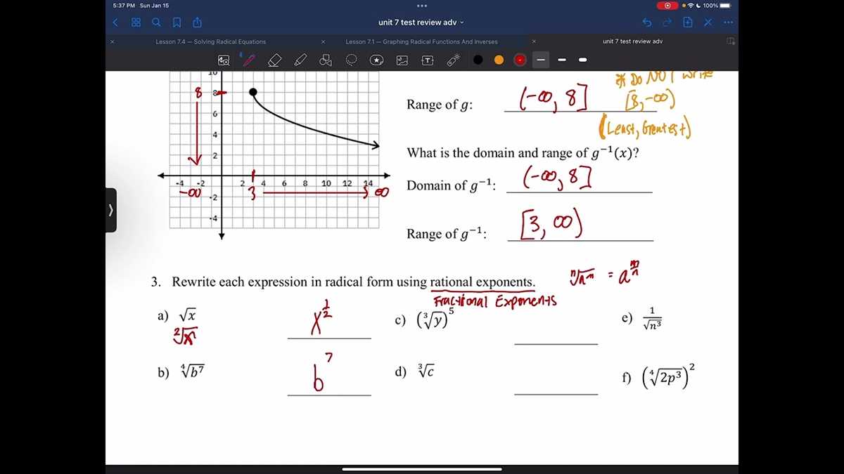 unit 6 radical functions homework 7 answer key