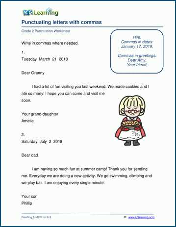 weekly grammar worksheet commas answer key