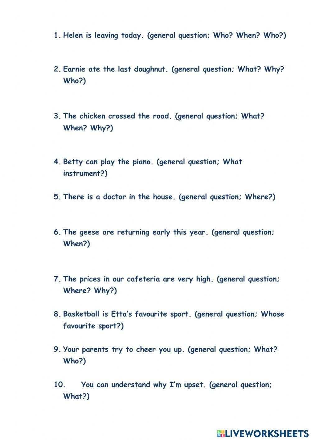 worksheet interrogatives answer key