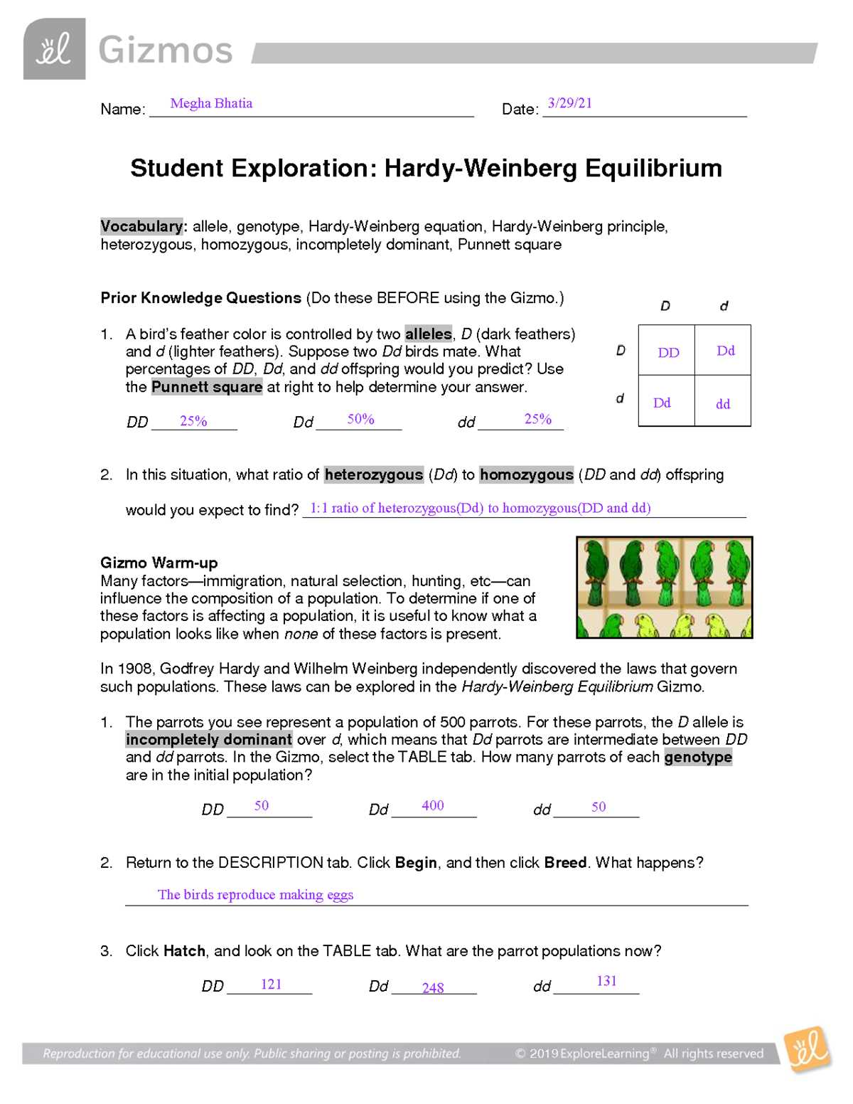 hardy weinberg goldfish lab answer key
