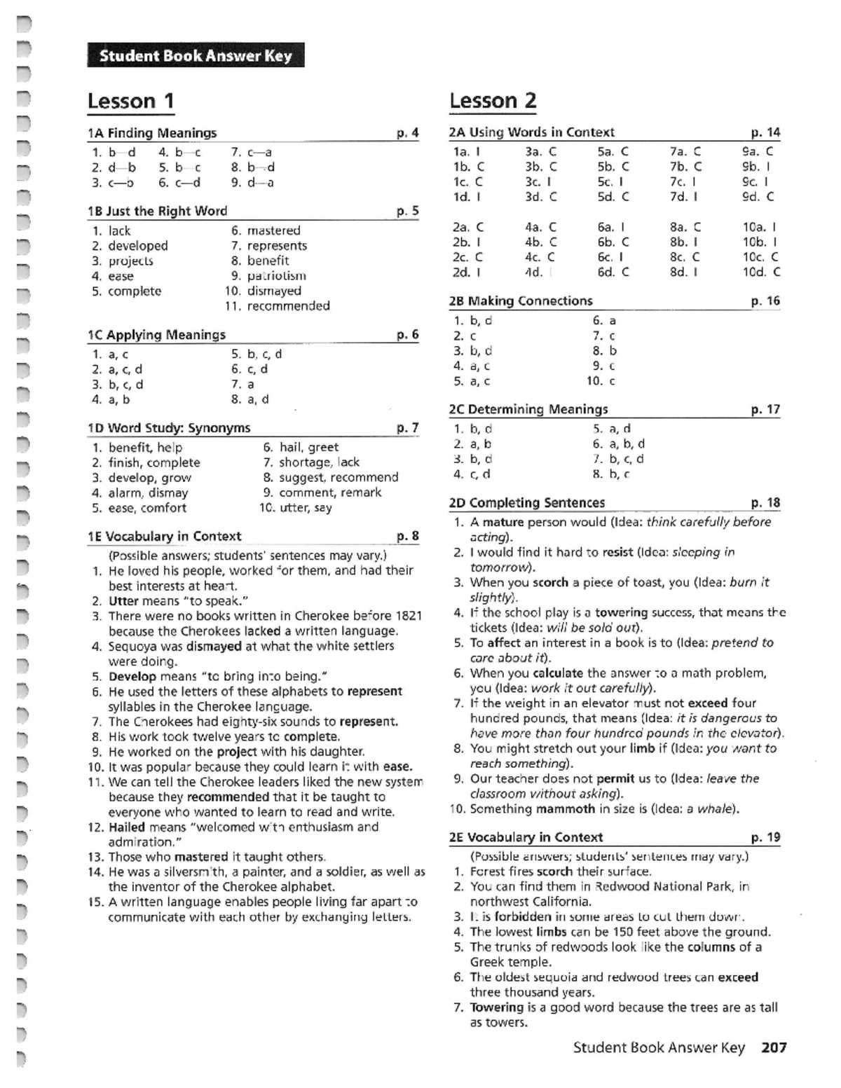 vocabulary power lesson 4 answer key
