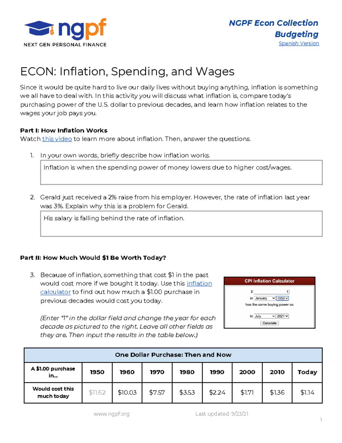 virtual virginia lesson 59 inflations answer key