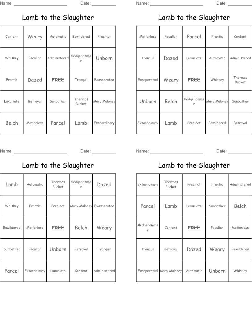 lamb to the slaughter answer key