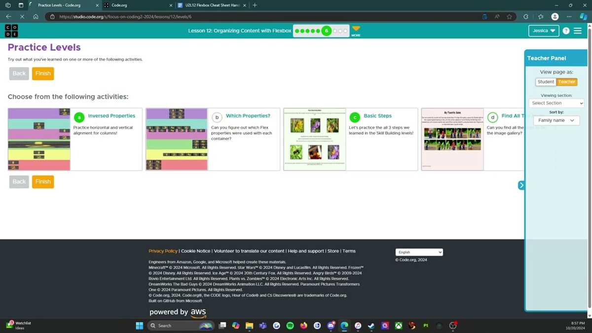 lesson 12 7 organizing content with flexbox answer key