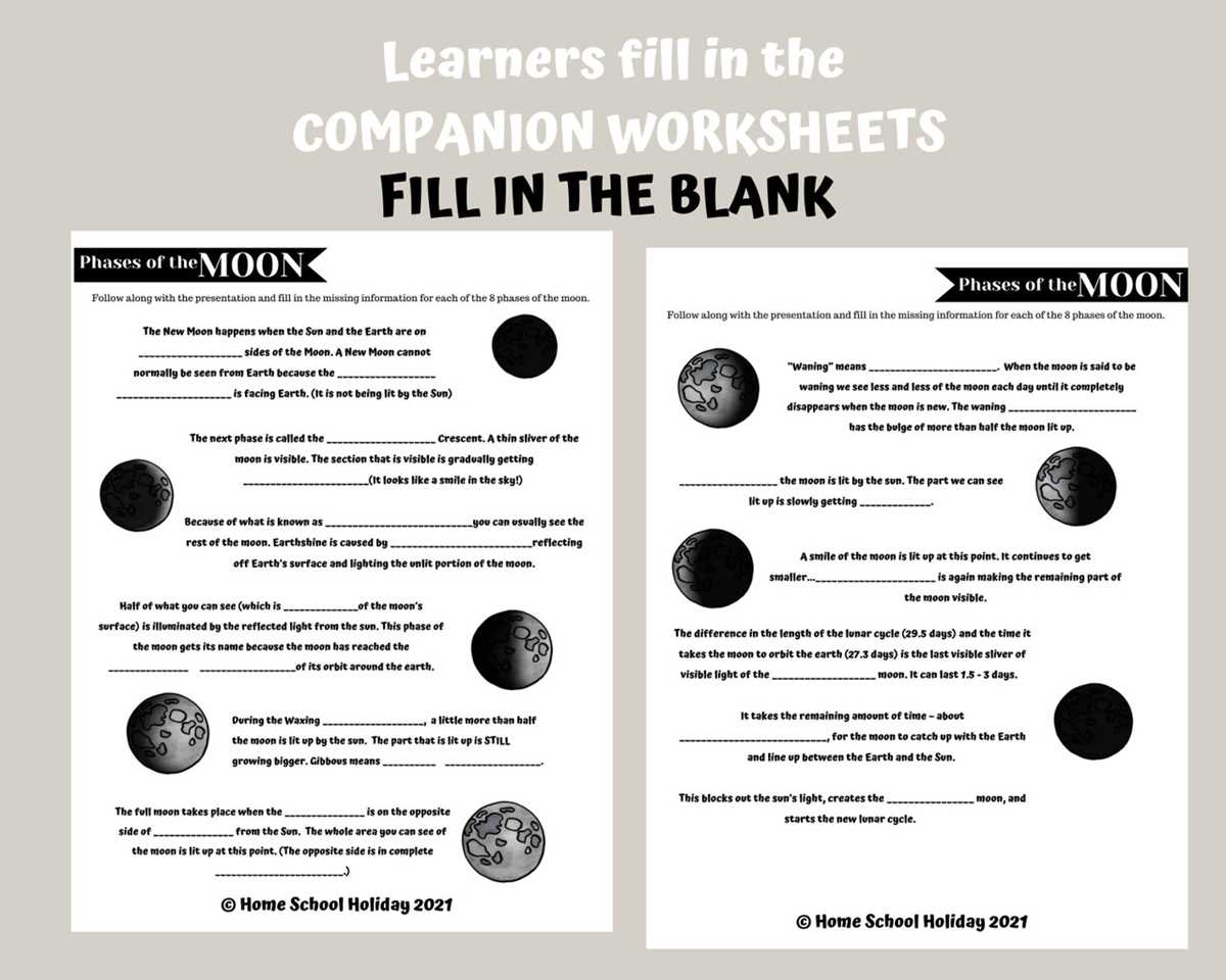 moon phases worksheet answer key