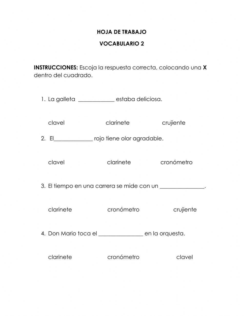 vocabulario a answer key