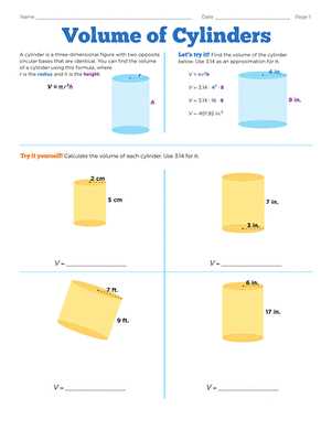 volume cylinder worksheet answer key