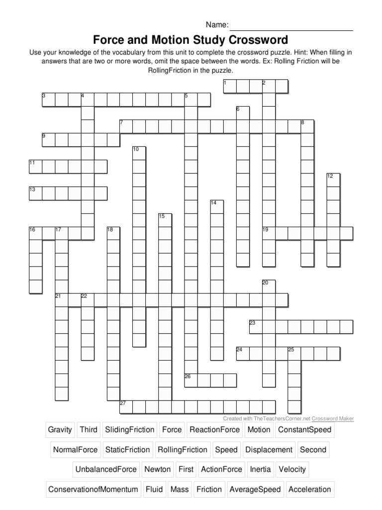 motion and force unit answer key