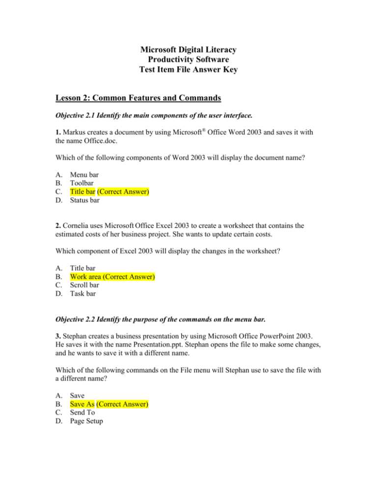 marquee series microsoft office 2013 answer key