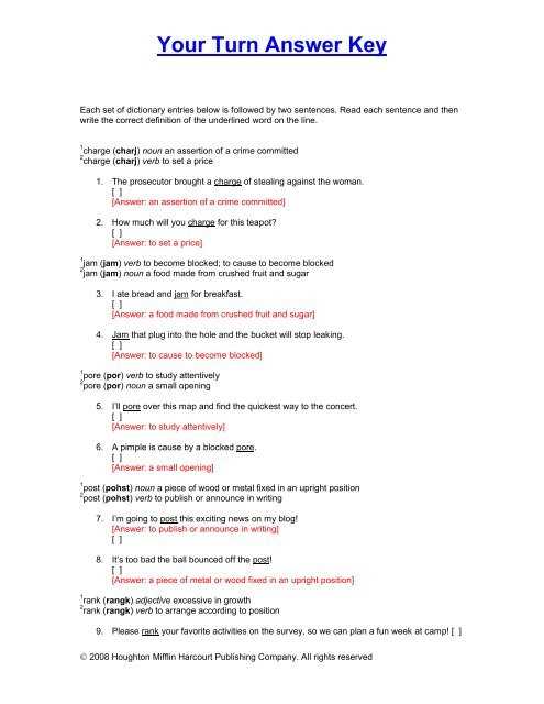 english houghton mifflin grade 6 answer key
