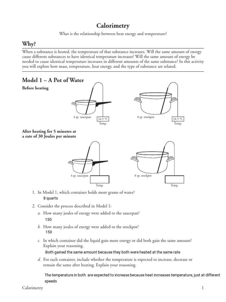 pogil calorimetry answer key