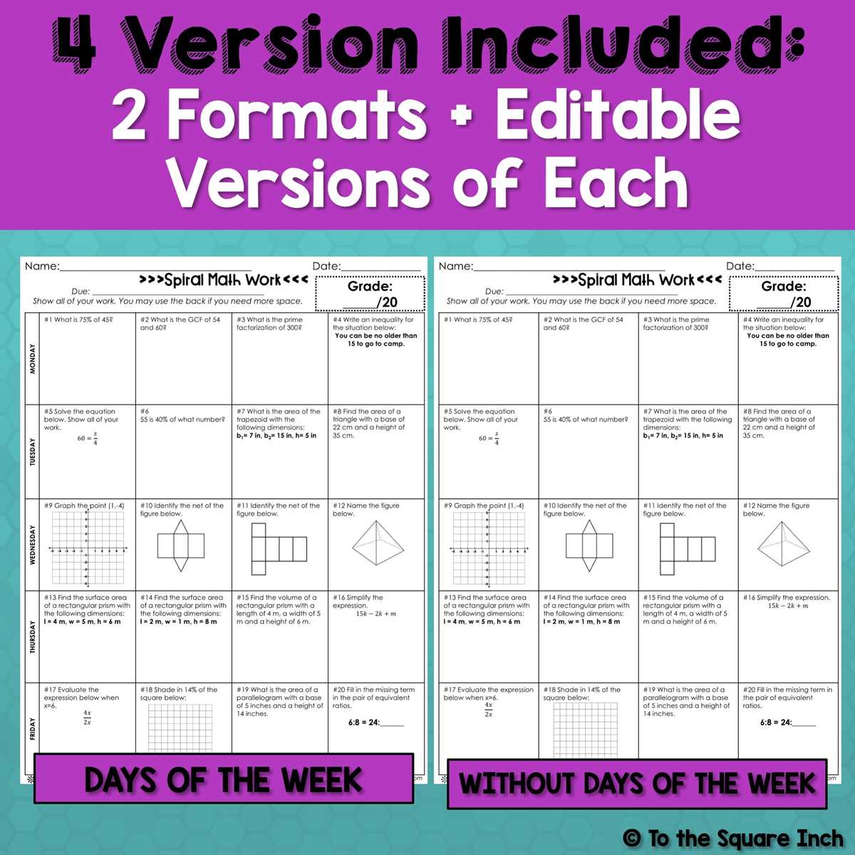 weekly math homework q1 3 answer key 6th grade