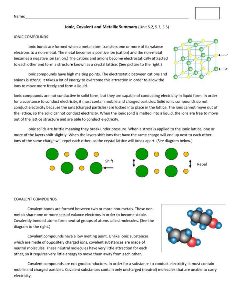 chapter 7.1 ionic and metallic bonding section review answer key chapter 7.1 ionic and metallic bonding section review answer key